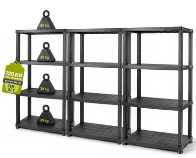 Dailygoods- Opbergplank Kunststof - Modulair Planksysteem - Staande Plank - Opbergrek - Ruimtebesparend - Voor Huishouden/Kelder/Garage - Opslagrek