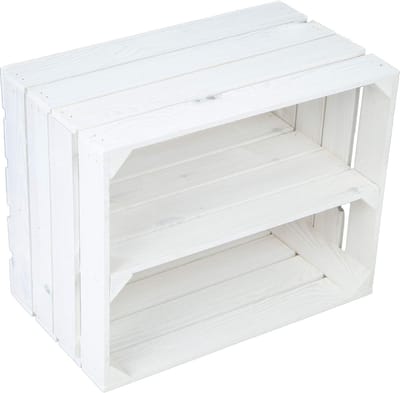 Houten Opbergkist - Decoratieve Kist - Opbergen en Decoreren - Gevlamde Afwerking - 50 x 40 x 30 cm - Wit