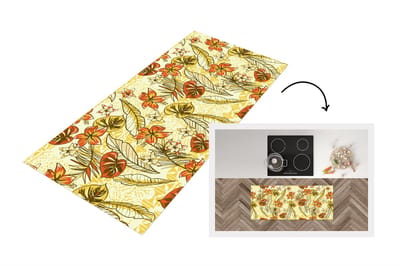 Keukenloper - Loper keuken - Vintage - Bloemen - Bladeren - Hawaii - Patroon - 120x50 cm - Keukenloper vinyl