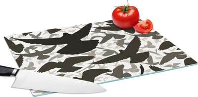 Glazen Snijplank - 39x28 - Duif - Vliegen - Patronen - Vogels - Snijplanken Glas