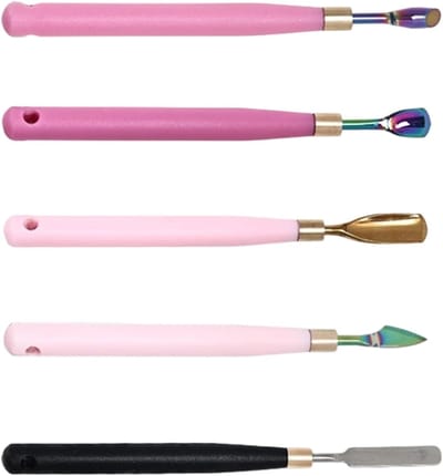 Nagelverzorgingsgereedschap Set - Nagelriemtool Gel Lepel - Professionele Manicure - Schuine Rand Ontwerp - 5 Stuks - Zilver