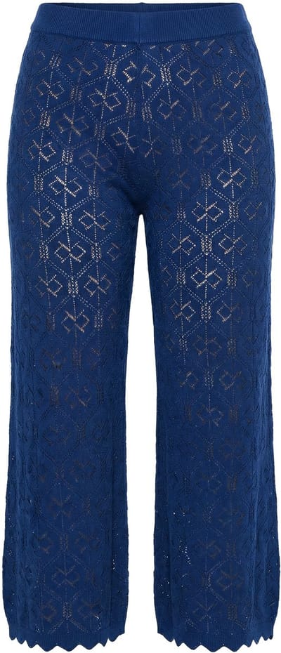 MIAMODA - Dames - Culotte wijde rechte pijp ajourbreisel elastische tailleband - Donkerblauw - Maat 42