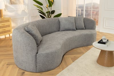 Moderne bank ATELIER 230cm grijs bouclé 3-zits bank incl. kussens - 46545