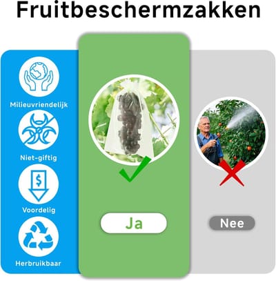 100 stuks fruitbeschermingszakken met trekkoord, 15x20 cm groene organza zakjes, herbruikbare vogelnetten en insectengaas voor tuin en moestuin