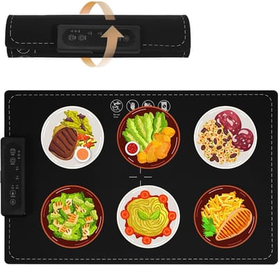 Warmhoudplaat - Warmhoudplaat elektrisch - Voedselverwarmer -Flexibele elektrische komverwarmer - Drie temperatuurstanden - Drie tijdstanden - Volledig geïsoleerd - Geschikt voor thuis - Feesten - Houdt eten warm - Ontdooien - 60 x 38 cm - Wit