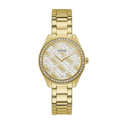 GW0001L2 horloge dames staal goldplated met idem bandmet zirconia