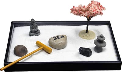 Mini Zen Tuin - Meditatie Decoratie - Stress Vermindering - Compleet Met Accessoires - 20x12 cm Basis - Natuurlijk
