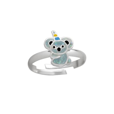 Zilveren meisjesring - Eenhoorn koala - Kinderen - 925 zilver