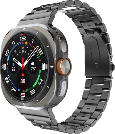Cazy horlogebandje geschikt voor Samsung Galaxy Watch Bandje (PrimeSteel) - Smartwatchbandjes (+Horloge inkortset) - Universeel bandje geschikt voor Samsung Galaxy Watch Ultra (2024 / 2025) - Zwart