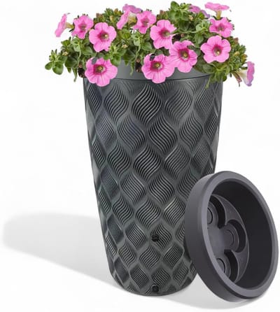 Regenton met plantenbak 240 liter - Decoratieve regenton antraciet - UV-bestendig tuinreservoir
