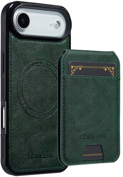 LC.IMEEKE Hoesje - Geschikt voor iPhone Air Hoesje - LC.IMEEKE L3 - Leather Back Cover met Pasjeshouder - MagSafe Compatible - Groen