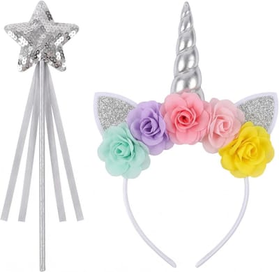 Twee-delige haarbandset met eenhoorn thema voor meisjes en dames, feestaccessoires voor verjaardag en carnaval