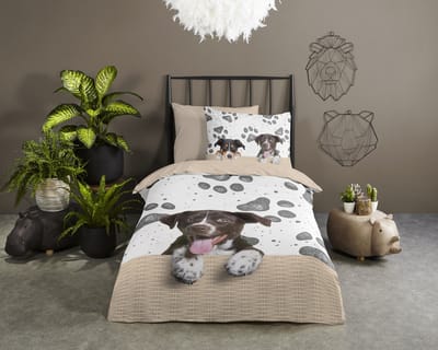 Pure dekbedovertrek hondje - 1 persoons 140x200/220 cm - Multi - Microvezel