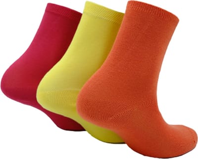 The Sockmaker - Sokken Dames - 3-Pack - Maat 36-41 - Duurzaam Bamboe & Naadloos - Effen Geel, Rood & Donkerroze