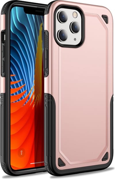 Peachy Pro Armor kunststof en schokabsorberend TPU hoesje geschikt voor iPhone 12 mini - roze