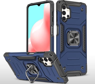 oTronica Armor Backcover Geschikt Voor Samsung Galaxy A32 (5G) hoesje met ring kickstand - Blauw