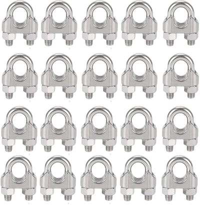 Kabelclips van 4 mm, 20 Stuks, Roestvrijstalen Klemmen voor Tuin- en Elektriciteitskabels, M4 Klemmen voor Organisatie en Bevestiging