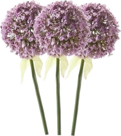 Kunstbloem Sierui / Allium - 3x - lila paars - steel van 70 cm