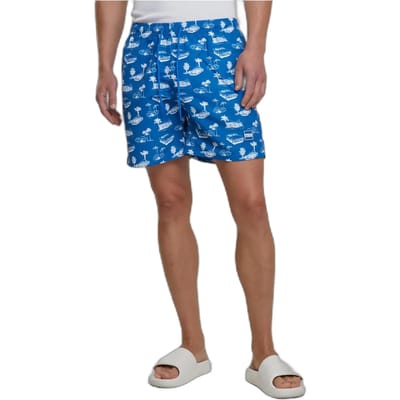 Urban Classics - Pattern Zwemshorts - S - Blauw/Wit
