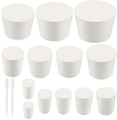 Rubberen Stoppen - Conische Stoppers - Laboratorium Afsluiten - 13 Verschillende Maten - 38 Stuks - Wit