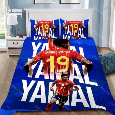 Voetbalsterren Dekbedovertrek Kussensloop Beddengoedset Volwassen Jongen Meisje Slaapkamerdecoratie Kinderen Cadeau Eenpersoons Tweepersoons Groot Formaat EU Single 90x200cm