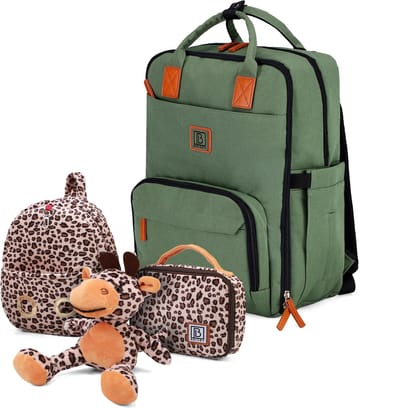 Brisby Luiertas Original - Groen - Kinderrugzak - 1.5L kinderlunchtas Giraffe
