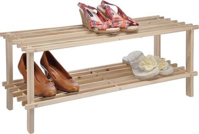 HI Schoenenrek 2-laags - natuurlijk hout - compact formaat - overzichtelijk