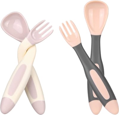 Babyvoeding Lepels Set van 2, Veilig Kinderen Bestek voor Links- en Rechtshandigen, Ideaal voor Voedingsopleiding en Eten Oefening