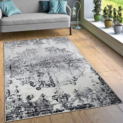 Paco Home Designervloerkleed Woonkamer Vloerkleden Ornamenten Vintage-Look Zwart/Wit 60x100 cm