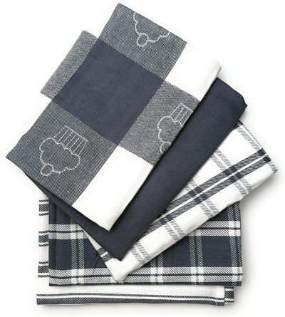 Famanu - Set van 5 katoenen theedoeken 70x50 cm, superabsorberend, grijs design
