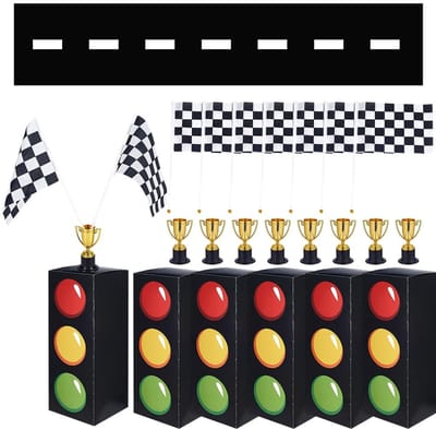 Dailygoods- Feestdecoraties Raceauto Set - 12 Stuks Gouden Trofee - 6
