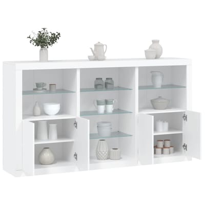 vidaXL - Dressoir - met - LED-verlichting - 181,5x37x100 - cm - wit