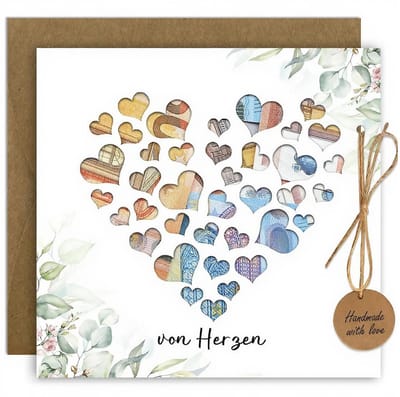 Dailygoods - Geboortekaart, gepersonaliseerde cadeaus voor baby's, van papier, wenskaart voor geboorte, meisjes en jongens, wenskaarten met envelop (hart)