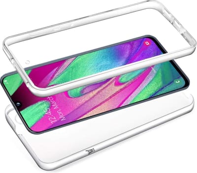 Hoesje geschikt voor Samsung Galaxy A40 - 360 Graden Case 2 in 1 Hoes Transparant + Ingebouwde Siliconen TPU Cover Screenprotector