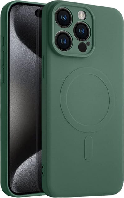 Casify Siliconen Hoesje geschikt voor MagSafe iPhone 15 Pro Max Hoesje - Legergroen
