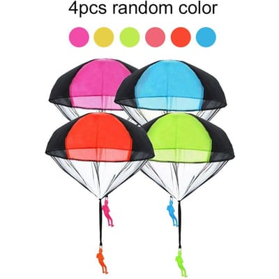 Lot de 2 ou 4 mini parachutes à lancer à la main pour enfants, jeu d'extérieur amusant et éducatif, sport de vol original, cadeau unique pour garçon ou fille (TMZ) OneSize