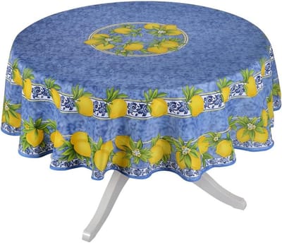Tafelkleed Rond - Keukentextiel - Eettafel Decoratie - Vlekbestendig Waterdicht - 70 Inch - Blauw