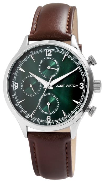 JUST WATCH Herenhorloge echt leer Menzie, datumaanduiding