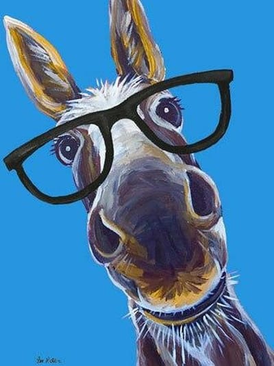 Lee Keller Art Donkey. Metalen wandbord 31,5 cm  x 40,5 cm..