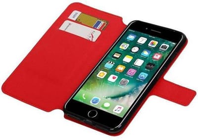 Cross Pattern TPU Bookstyle Hoesje - Wallet Case Telefoonhoesje - Geschikt voor iPhone 7 Plus / 8 Plus Rood