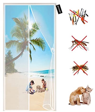 Magnetisch Vliegengaas 155 x 265 cm Automatisch Sluiten Insectenwering voor Deuren - Wit