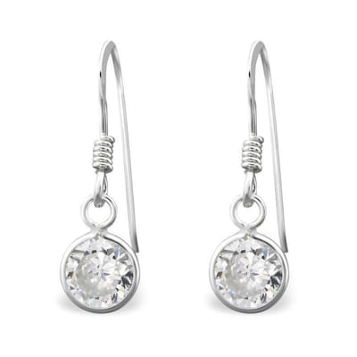 Aramat Jewels | Oorhangers | Prachtige Zilveren Oorbellen met Transparante Zirkonia | | | |8mm | Zilver | Kinderen, Volwassenen | Verkleurd niet