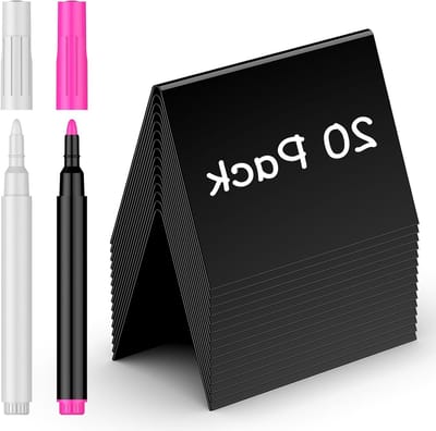 Set van 20 Kleine Voedsel Chalkboard Borden met Krijtmarkers, Herbruikbare PVC Voedsel Labels voor Feesten, Buffetten en Trouwen