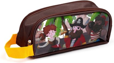 Etui/Pennenzak - Jolly Roger Piraten - Transparant/Handgreep/Dubbele Rits - 9.5x20x6cm