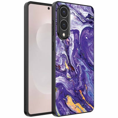 Geschikt voor Samsung Galaxy S25 Edge Telefoonhoesje met Paars Goud Marmer Opdruk - TPU Backcover Case Purple Gold Marble Design - Paars Goud - Smartphonica geschikt voor Samsung Galaxy S25 Edge