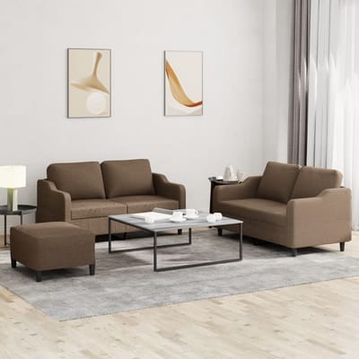 vidaXL - 4-delige - Loungeset - met - kussens - stof - bruin
