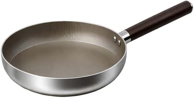 Cheffinger, Anti-aanbakkoekenpan 20 cm, geschikt voor inductie, met handvat in houtlook, Zilver