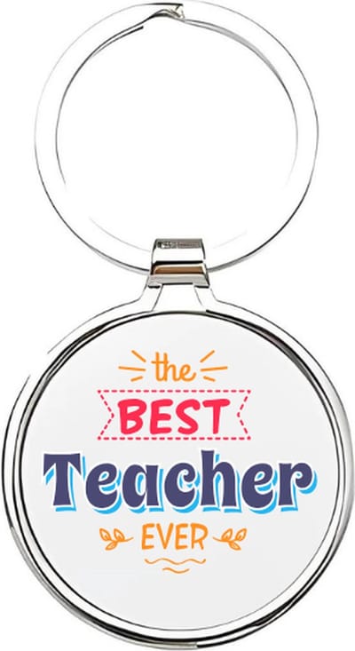 Akyol - the best teacher ever Sleutelhanger - Leraar - de beste leraar - docent - lesgeven - werk - collega - beste ooit - cadeau - verjaardag - kado - geschenk - gift - verrassing - welkomst cadeau - afscheidscadeau - 4 x 7,5 CM