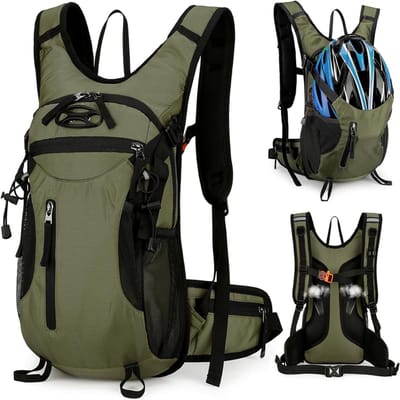 KZQ Waterdichte fietsrugzak groen nylon 15 liter multifunctionele sportrugzak voor