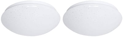 LED plafondlamp Plafondlamp Woonkamerlamp Keukenlamp, sterrenhemel, metaal kunststof, wit, 12 watt 840 lumen neutraal wit, D x H 26 x 9,2 cm, set van 2